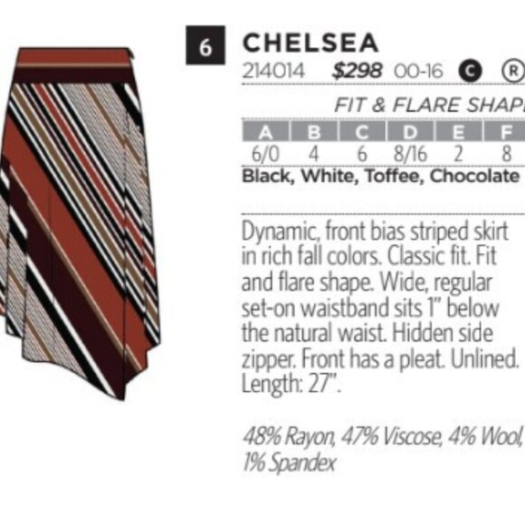 Etcetera Bias striped Asymmetric Hem skirt NWT - Picture 10 of 10